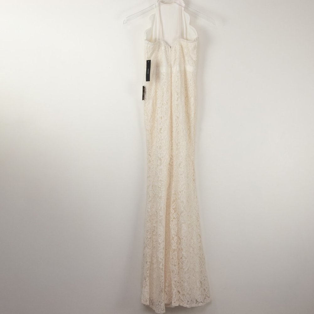 Lulus Zenith Maxi Dress Cocktail Lace Bridal Scalloped Bride Cream Small New - Picture 3 of 8